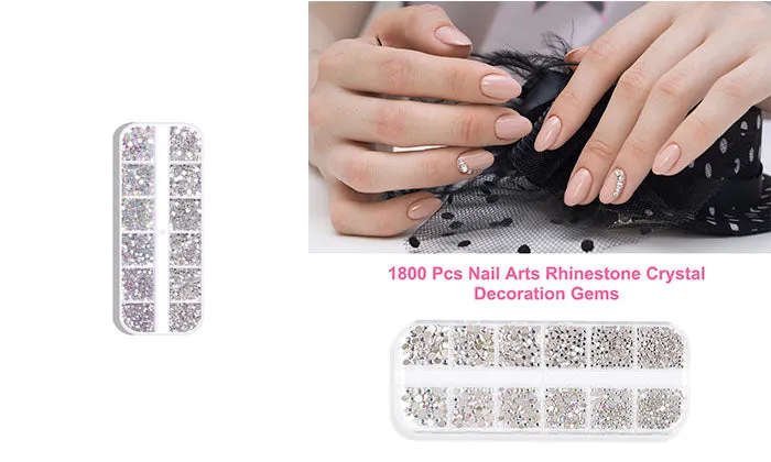 1800 Piece  Nail Arts Rhinestone Kit