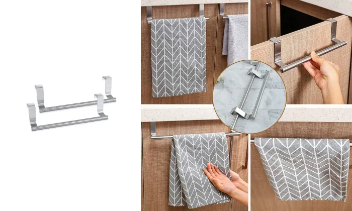 2 Pcs Stainless Steel Single Rod Towel Rack