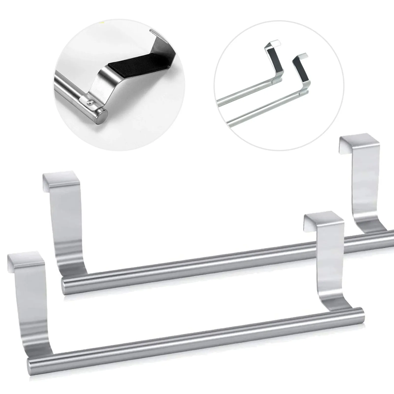 2 Pcs Stainless Steel Single Rod Towel Rack