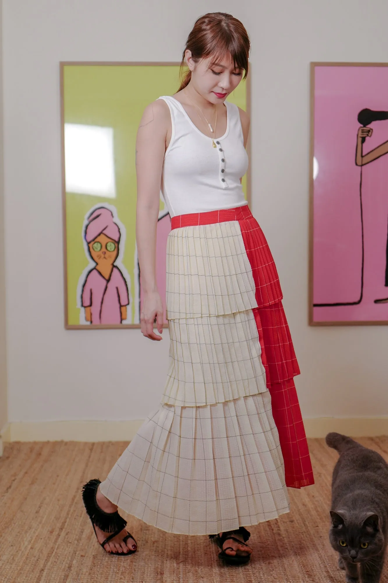 2 Tones Pleated Maxi Skirt *BEST BUY*