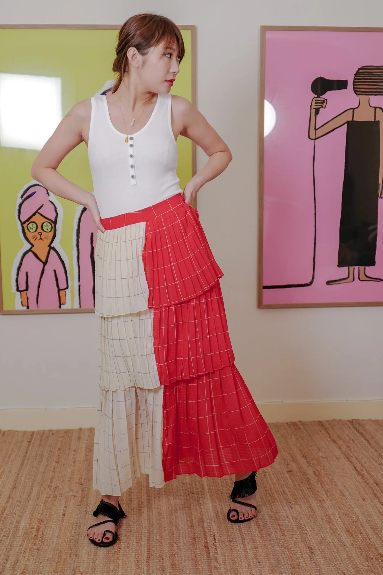 2 Tones Pleated Maxi Skirt *BEST BUY*