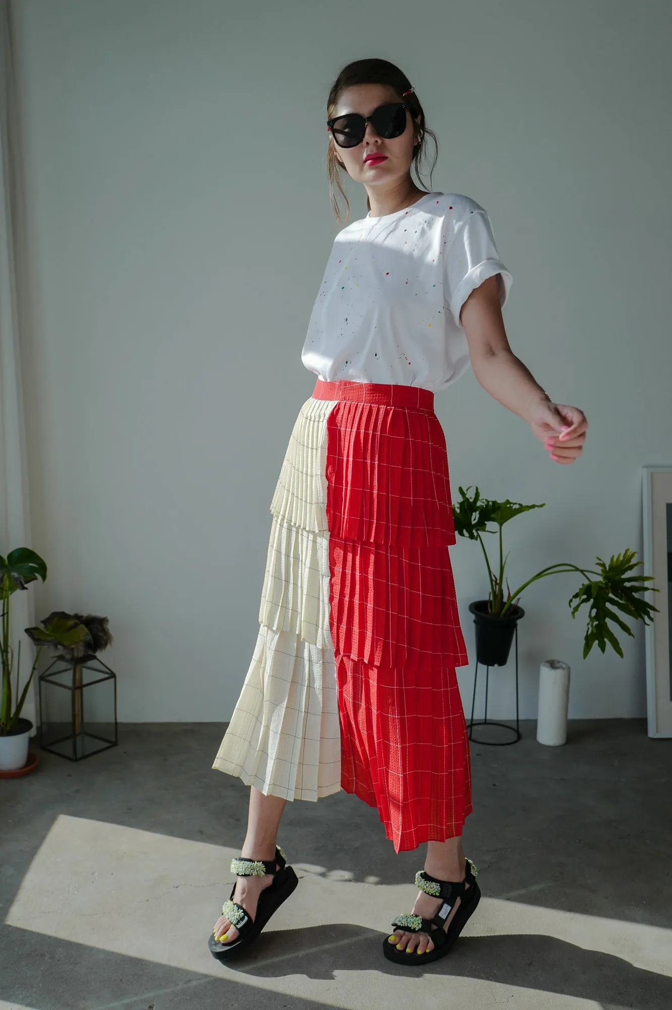 2 Tones Pleated Maxi Skirt *BEST BUY*