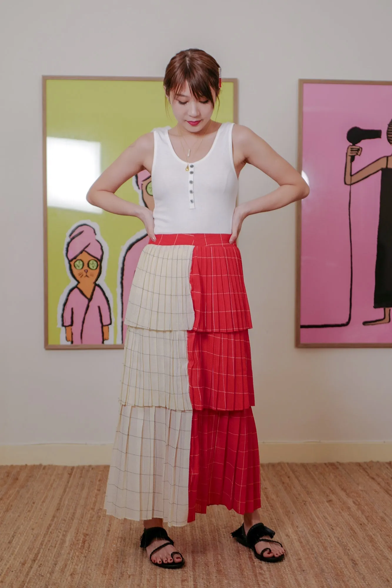 2 Tones Pleated Maxi Skirt *BEST BUY*