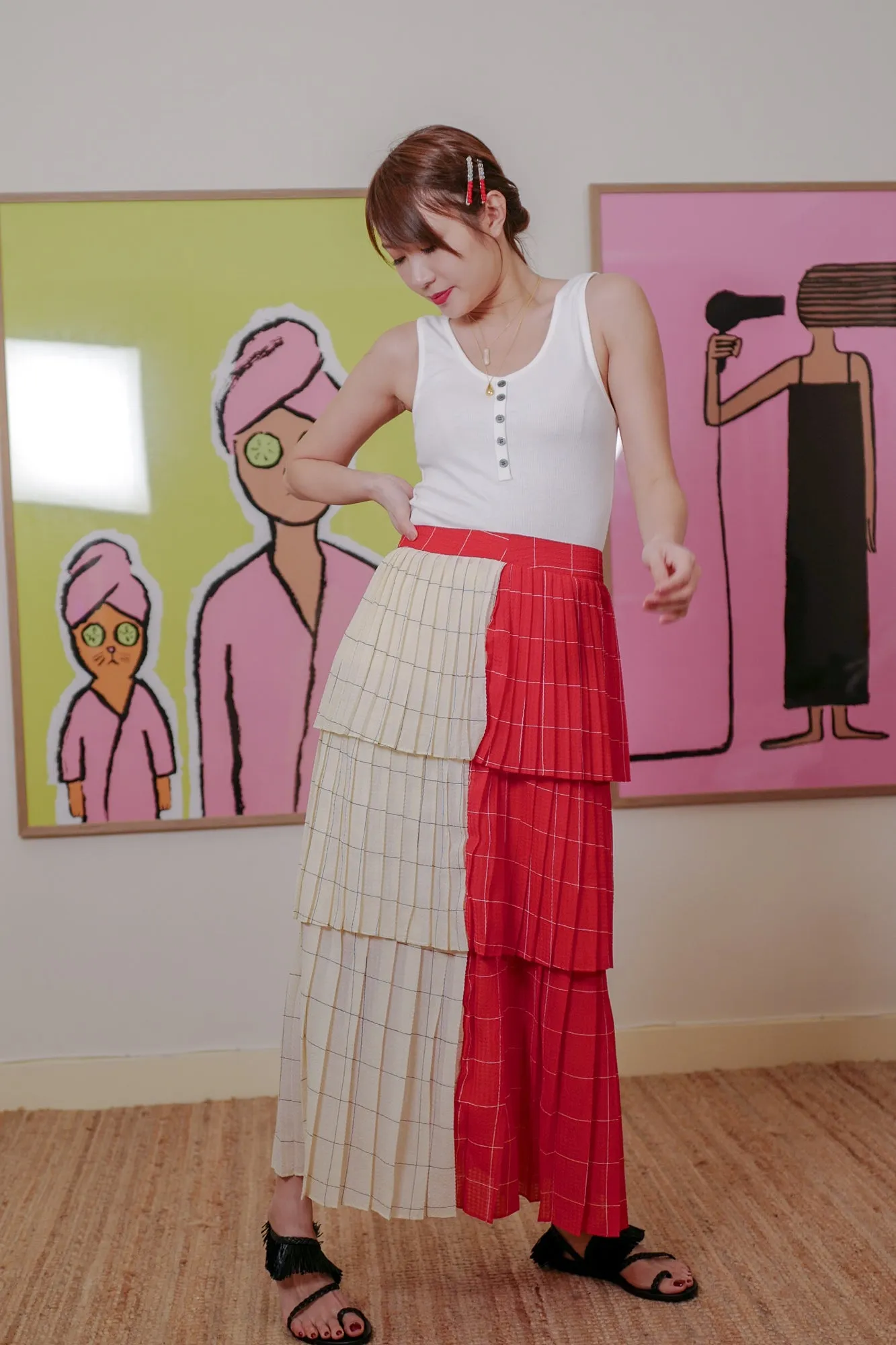 2 Tones Pleated Maxi Skirt *BEST BUY*