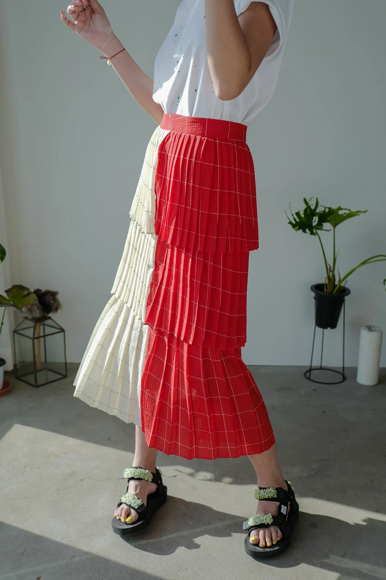 2 Tones Pleated Maxi Skirt *BEST BUY*