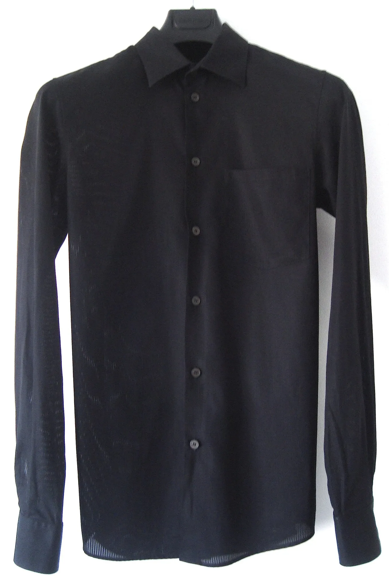 2005 Fine Transparent Stripe Cotton Slim Shirt with French Cuffs