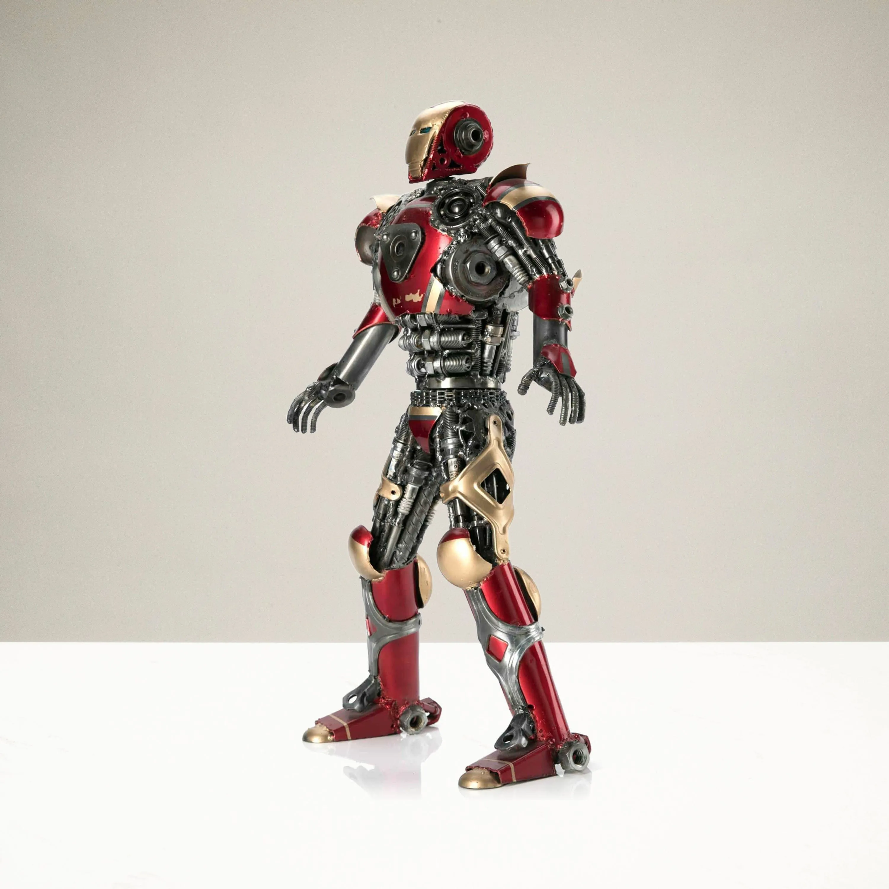 20" Red Iron Man Inspired Recycled Metal Sculpture