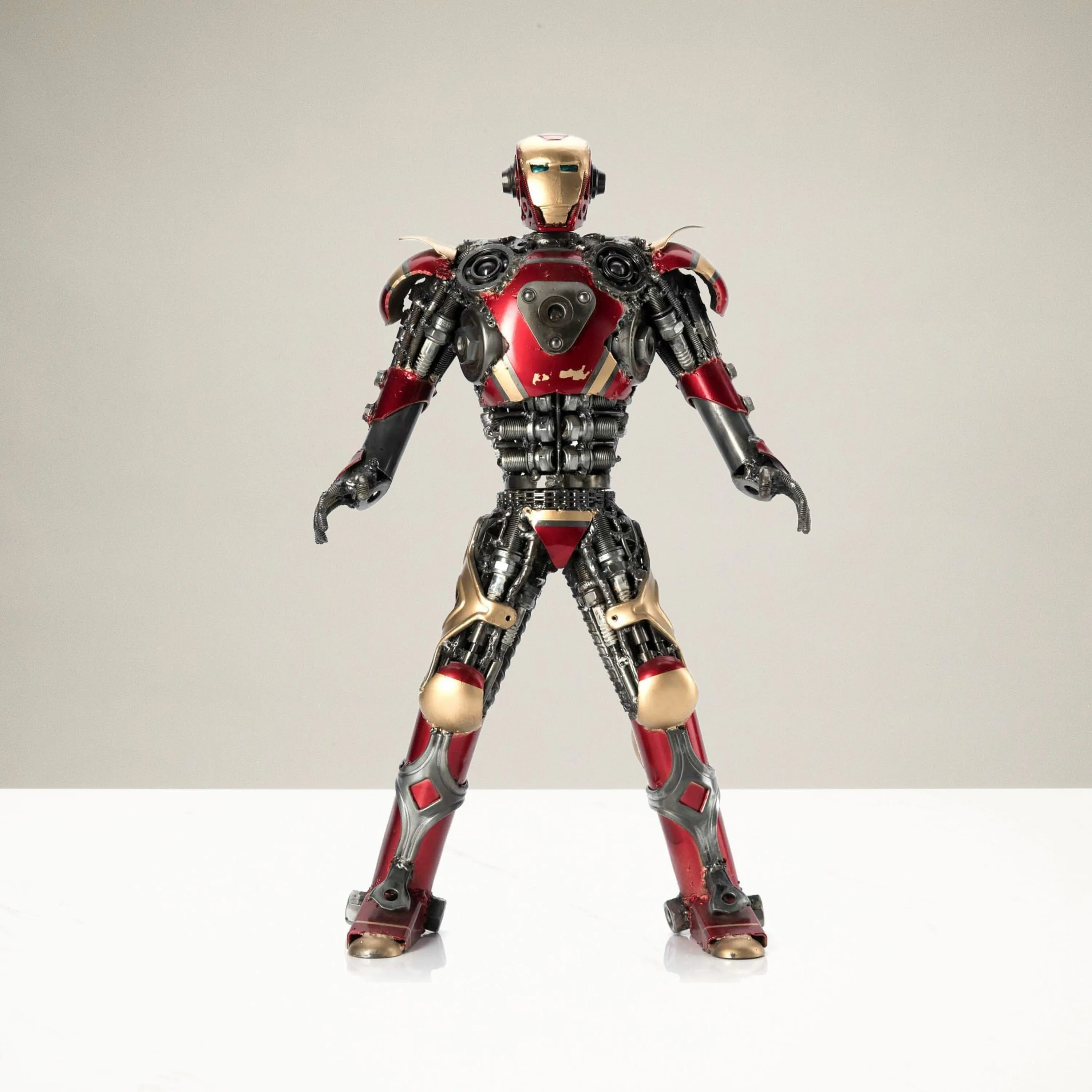 20" Red Iron Man Inspired Recycled Metal Sculpture