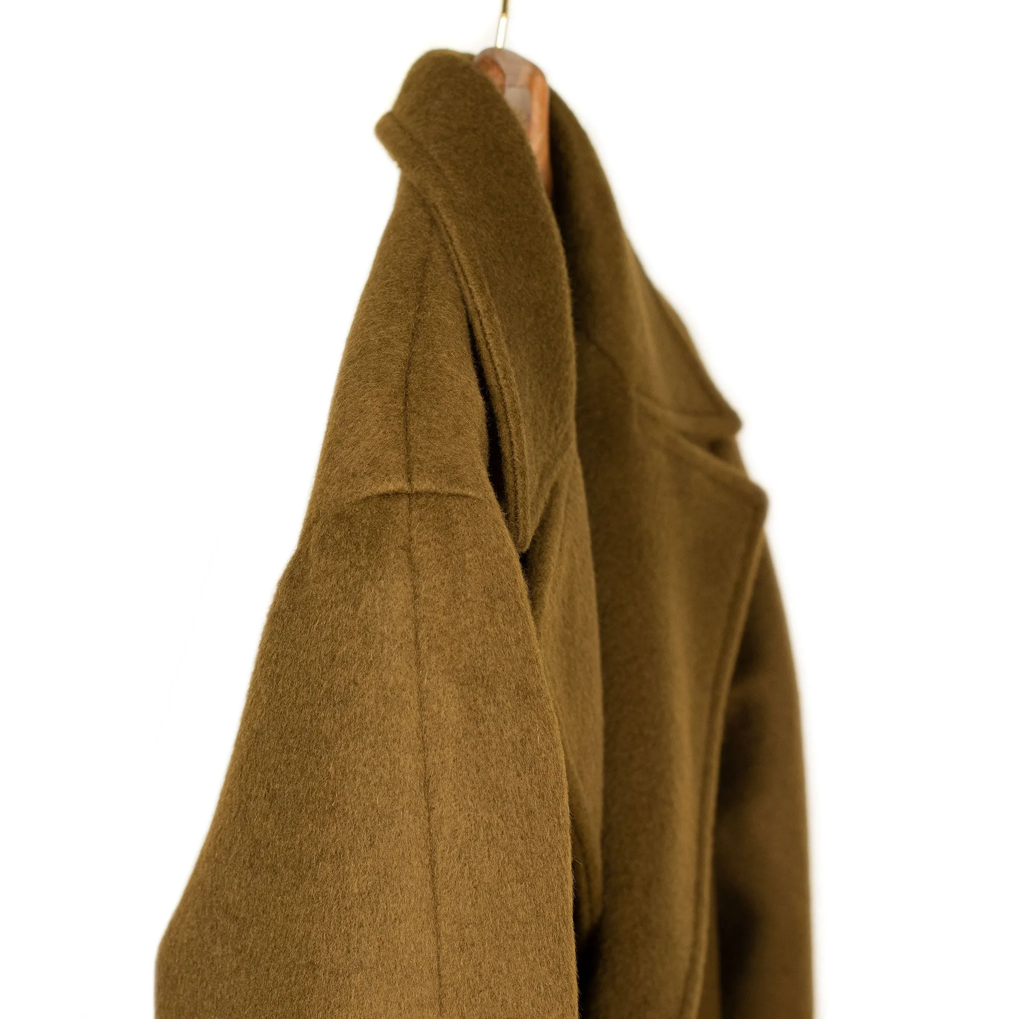 Aalbany double-breasted overcoat in olive brown mohair mix