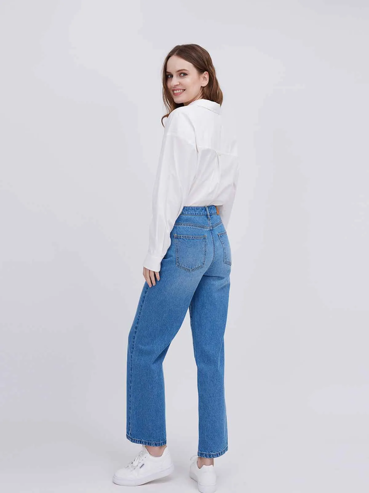 ASOBIO Classic Mid-Rise Straight Leg Jeans