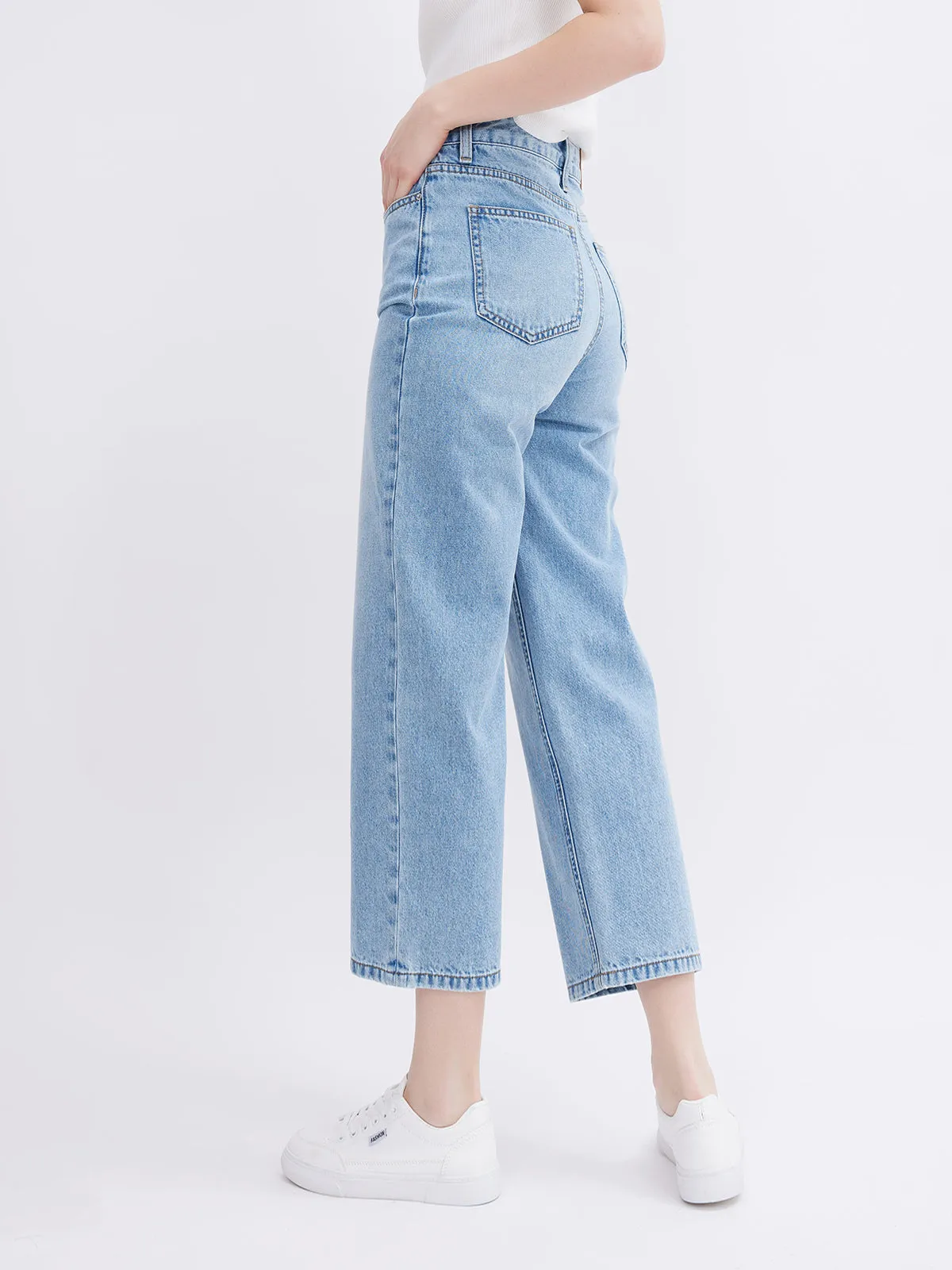 ASOBIO Cropped Denim Straight-Leg Pant