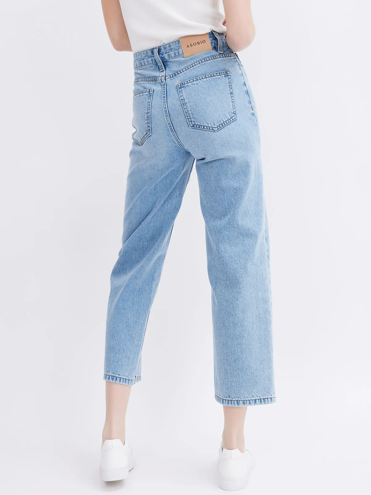 ASOBIO Cropped Denim Straight-Leg Pant