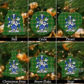 Bagot Irish Clan Tartan Christmas Ceramic Ornament with Coat of Arms