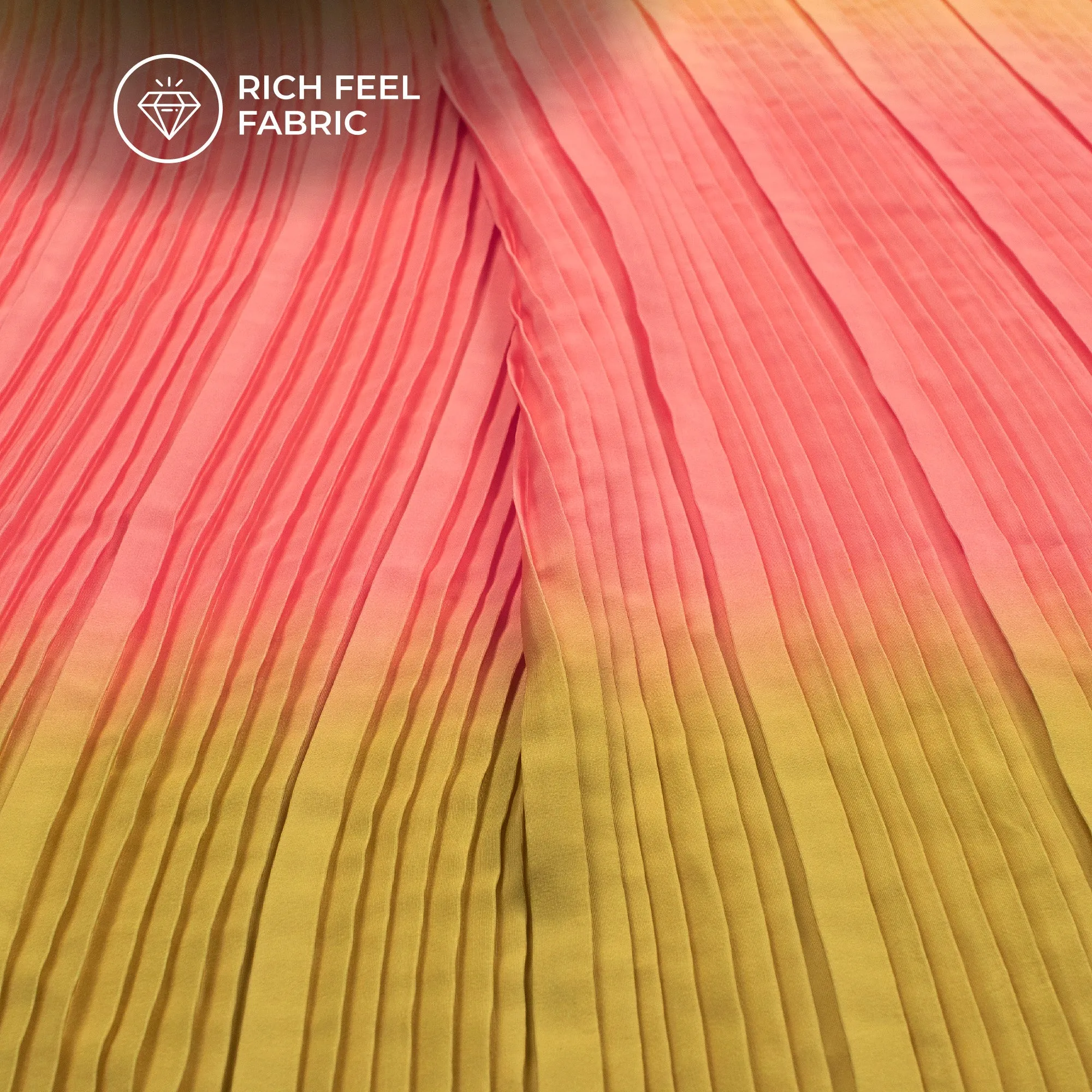 Bestselling Multi Color Ombre Pleated Crepe Satin Fabric