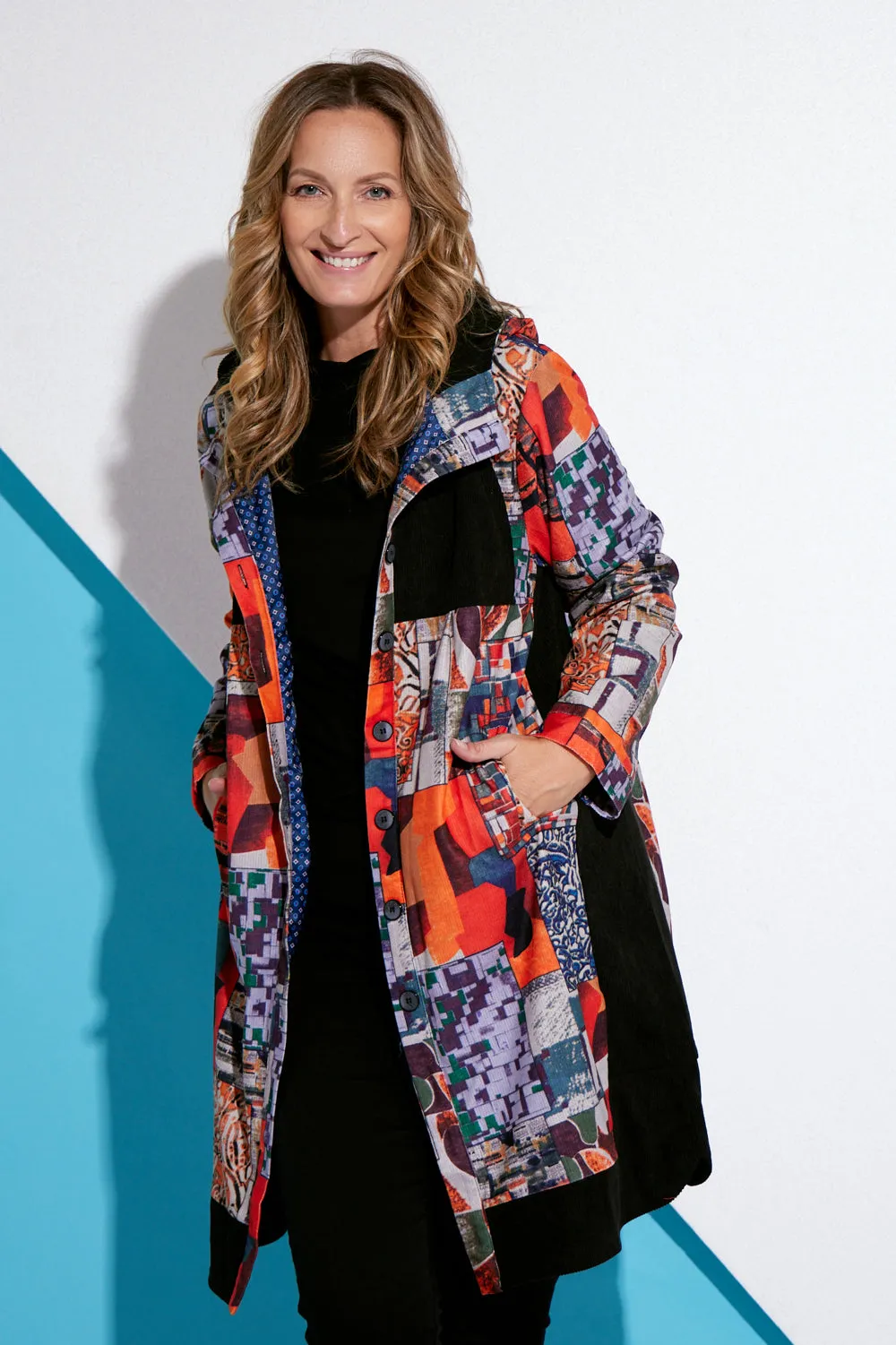 Bicheno Corduroy Coat - Retro Patchwork