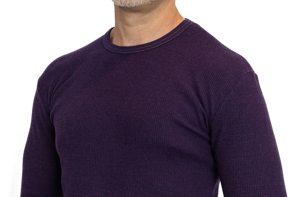 Black Cherry Purple Organic Cotton Blend Waffle Stitch Thermal Shirt