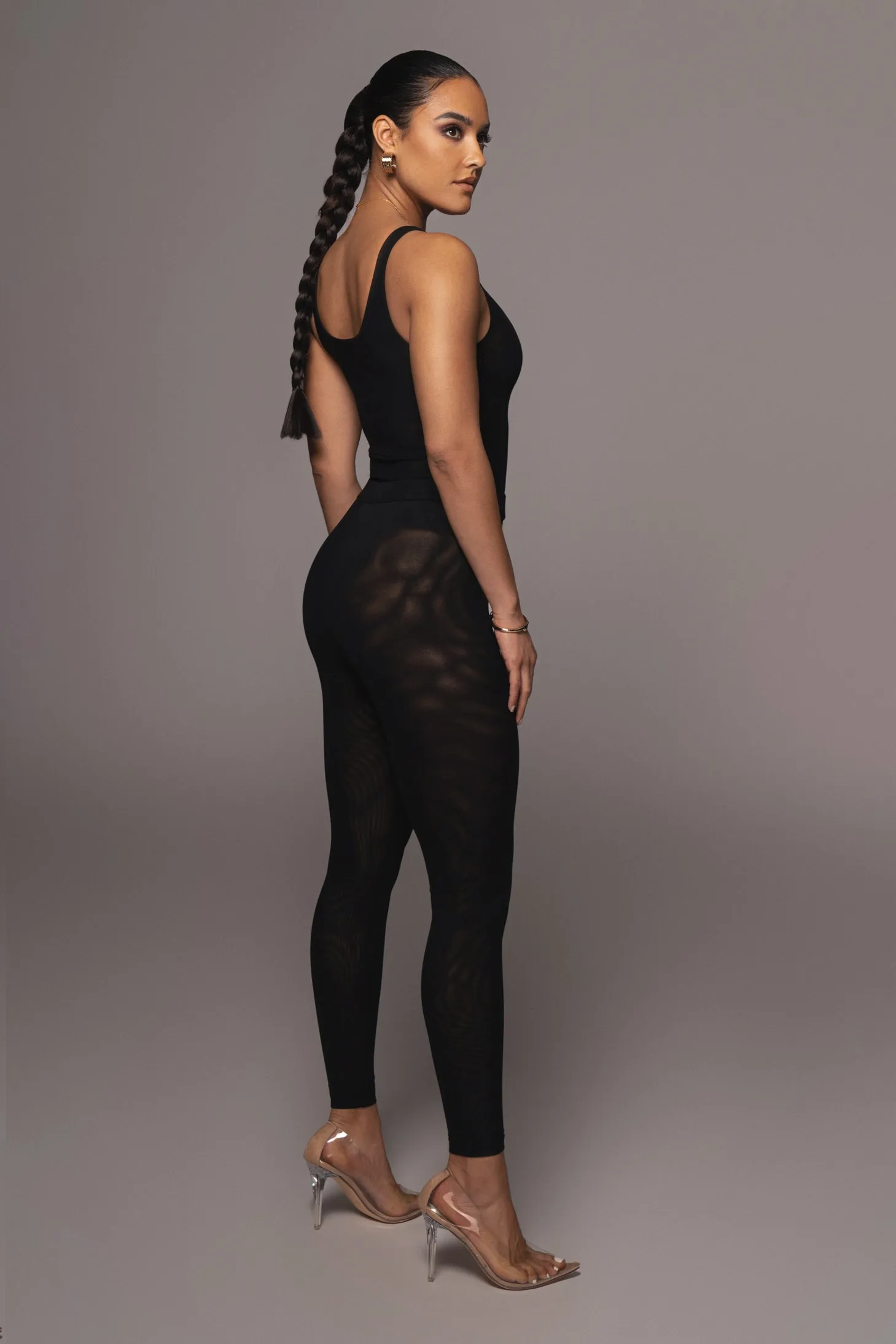 Black Mesh Essentials Tank Bodysuit Undergarment