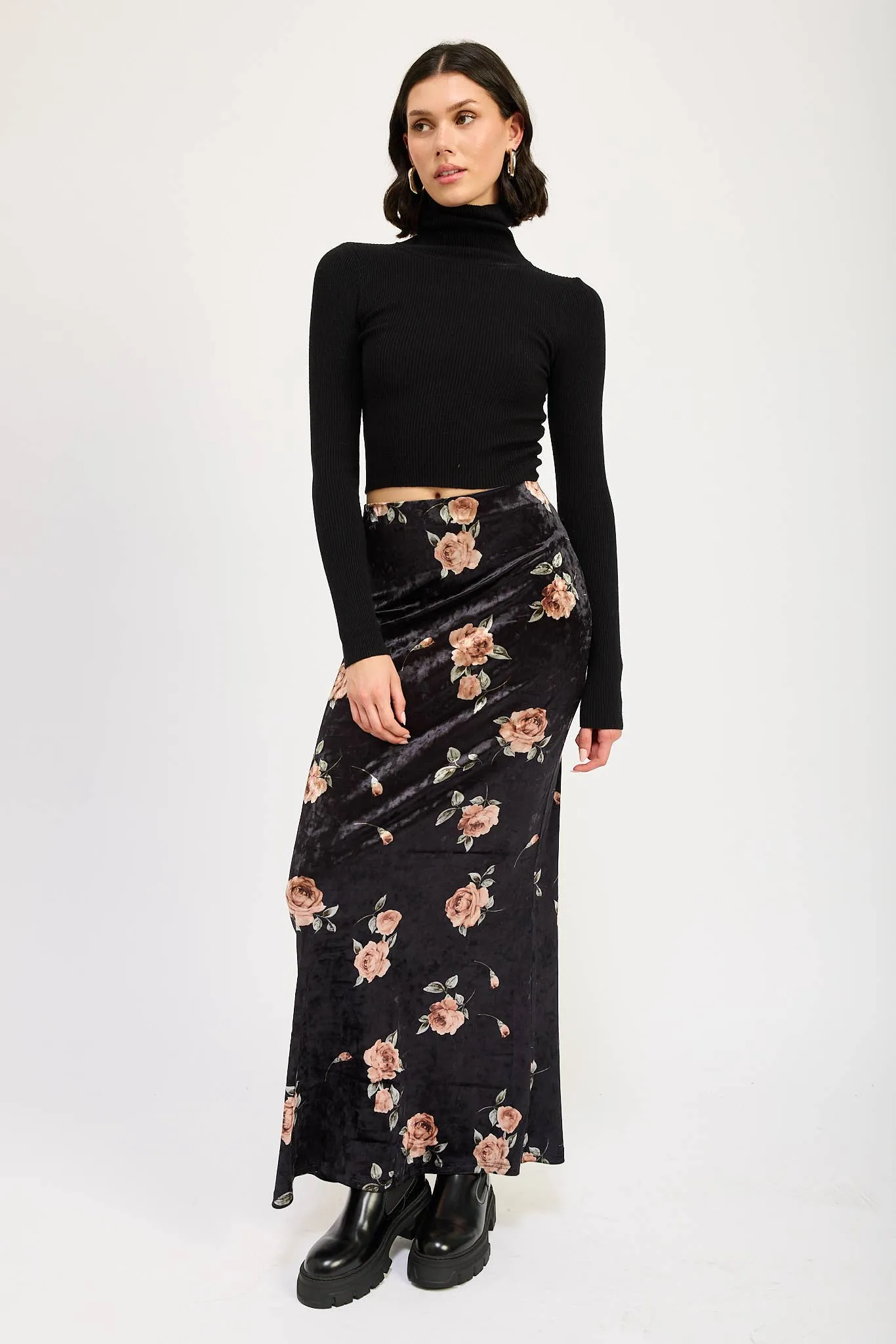 Black Velvet Maxi Skirt