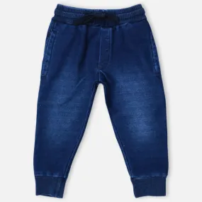 Blue Elasticated Waist Denim Joggers