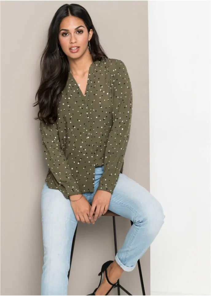 Bodyflirt polka dot blouse, green