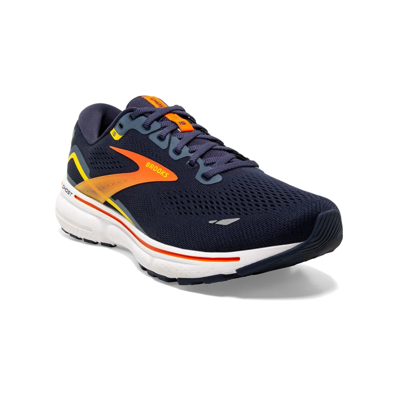 Brooks Ghost 15 (Mens) - Peacoat/Red/Yellow