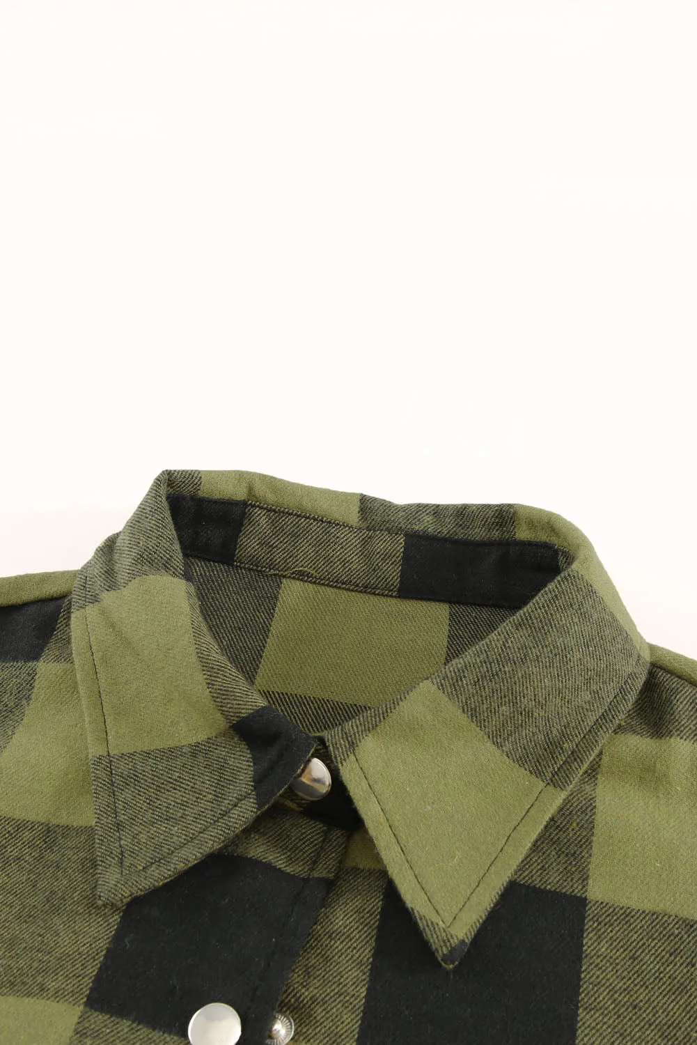 Brown Turn-down Collar Plaid Shirt Coat