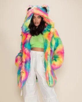 Classic Women's Faux Fur Coat | Rainbow Bear