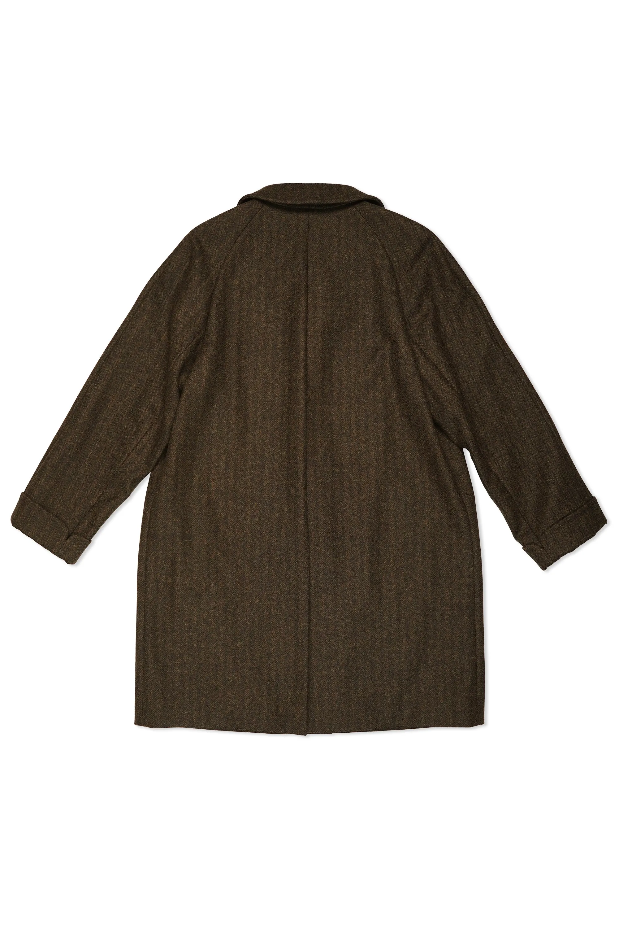 Cohérence Corb Brown Tweed Chevron Corbusier Raglan Coat