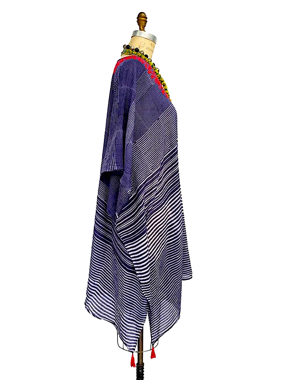 Cotton Caftan Navy Stripe