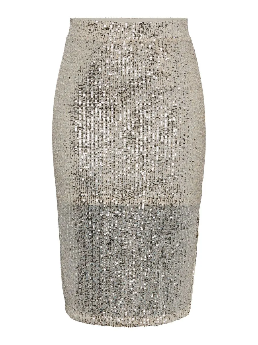 Delia Pencil Skirt (Silver)