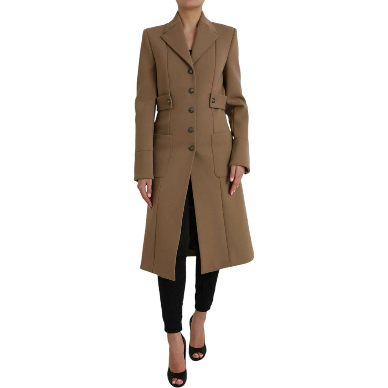 Dolce & Gabbana Brown Button Down Long Trench Coat Jacket