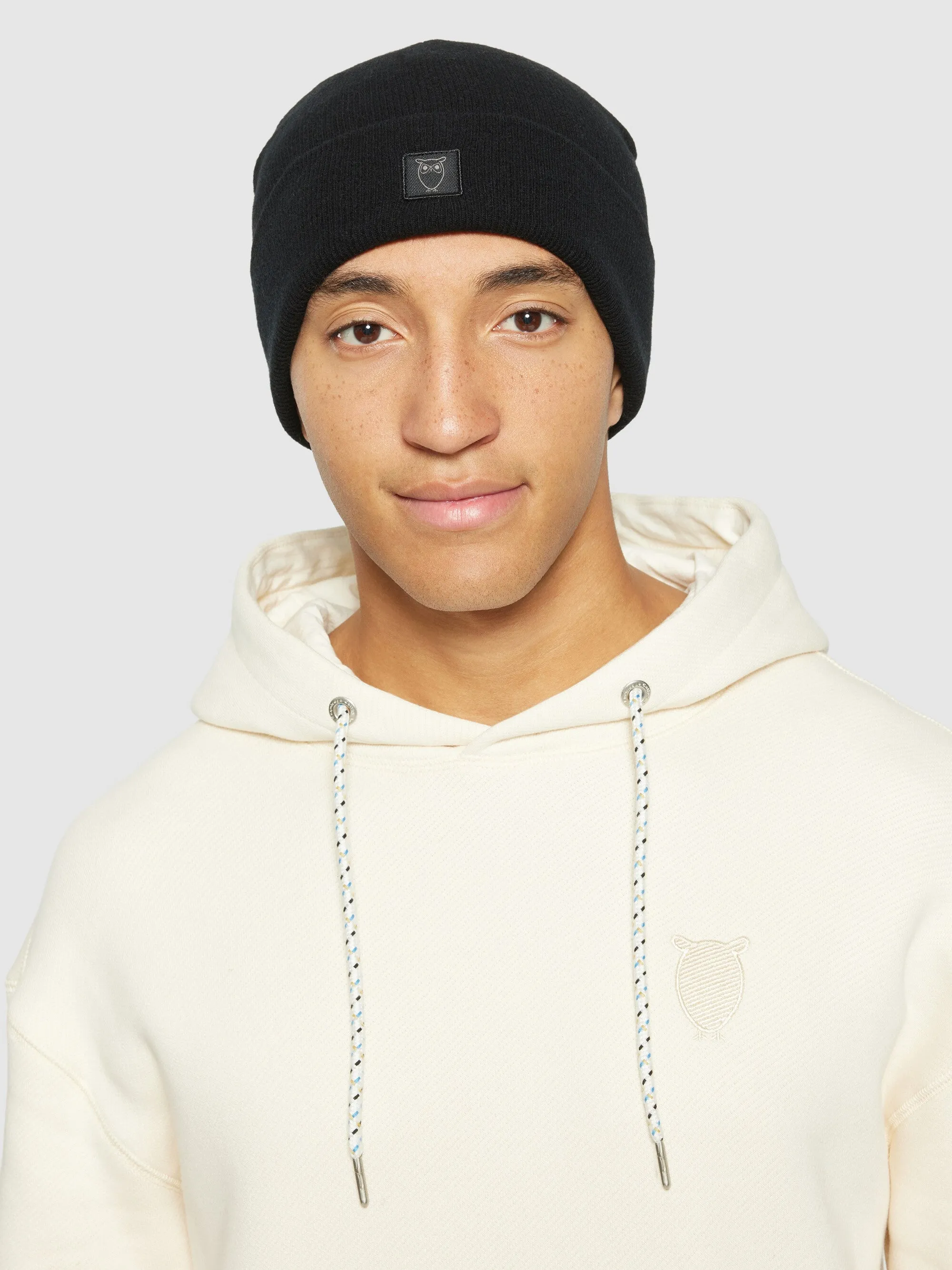 Double layer wool beanie - Black Jet