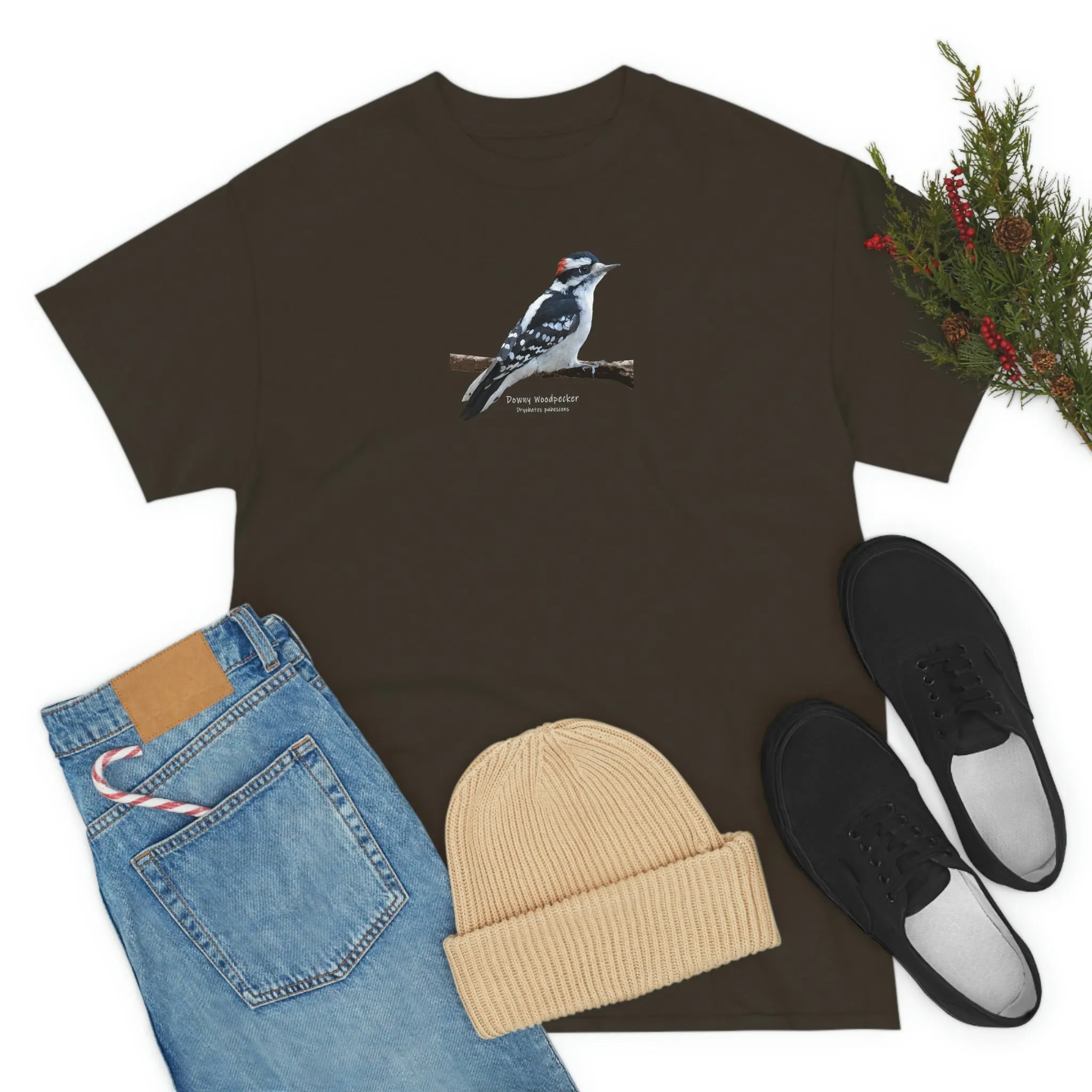 Downey Woodpecker (PS Dry Brush) Heavy Cotton Tee, Birds, Birding, Birder, Bird Watching, Bird Watcher, Birdwatcher Gifts,