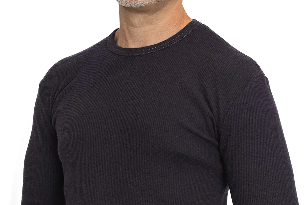 Dried Raisin Organic Cotton Blend Waffle Stitch Thermal Shirt