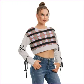 Eclectic 2 Womens Long Sleeve Cropped Sweatshirt With Lace up Sleeves