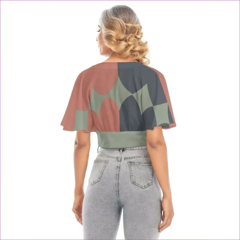 Eclectic Womens Bat Sleeve Crop Top