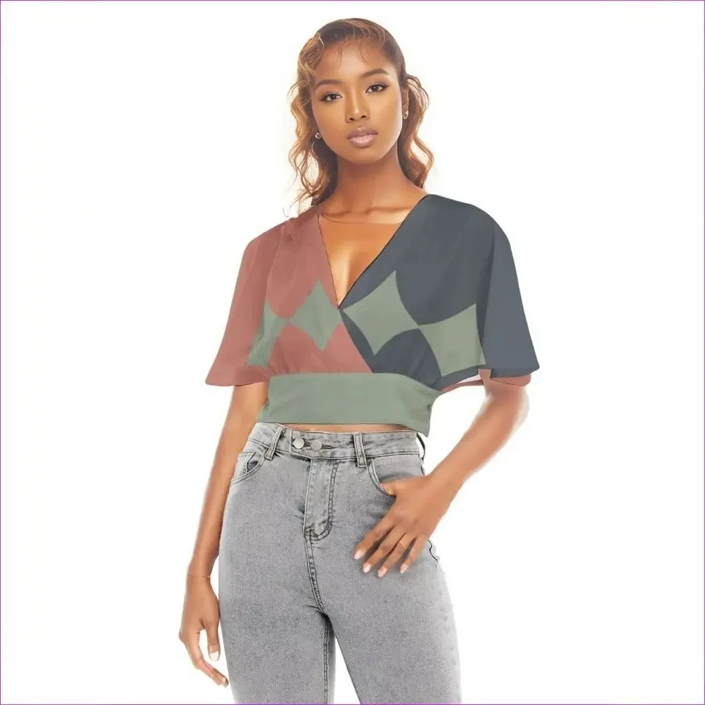 Eclectic Womens Bat Sleeve Crop Top