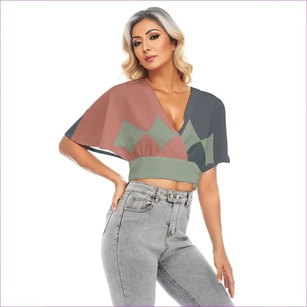 Eclectic Womens Bat Sleeve Crop Top