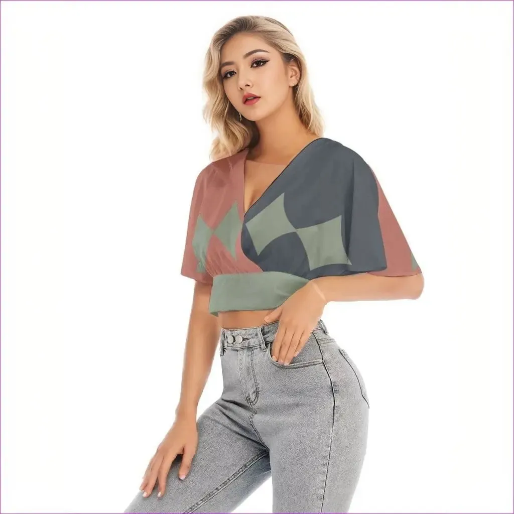 Eclectic Womens Bat Sleeve Crop Top