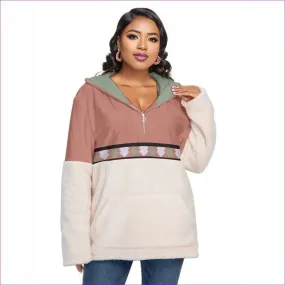 Eclectic Womens Block Borg Hoodie With Half Zip Voluptuous ( ) Plus Size