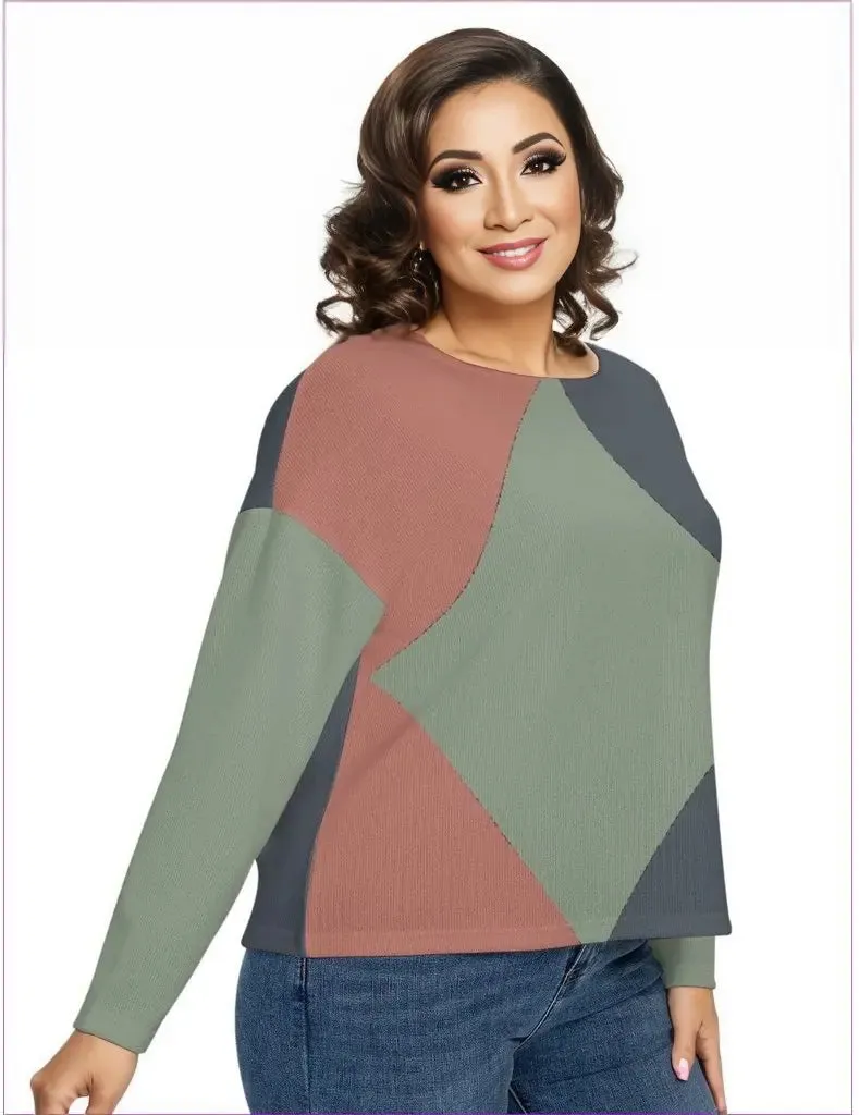 Eclectic Womens Drop-shoulder Imitation Knitted Sweater Voluptuous ( ) Plus Size