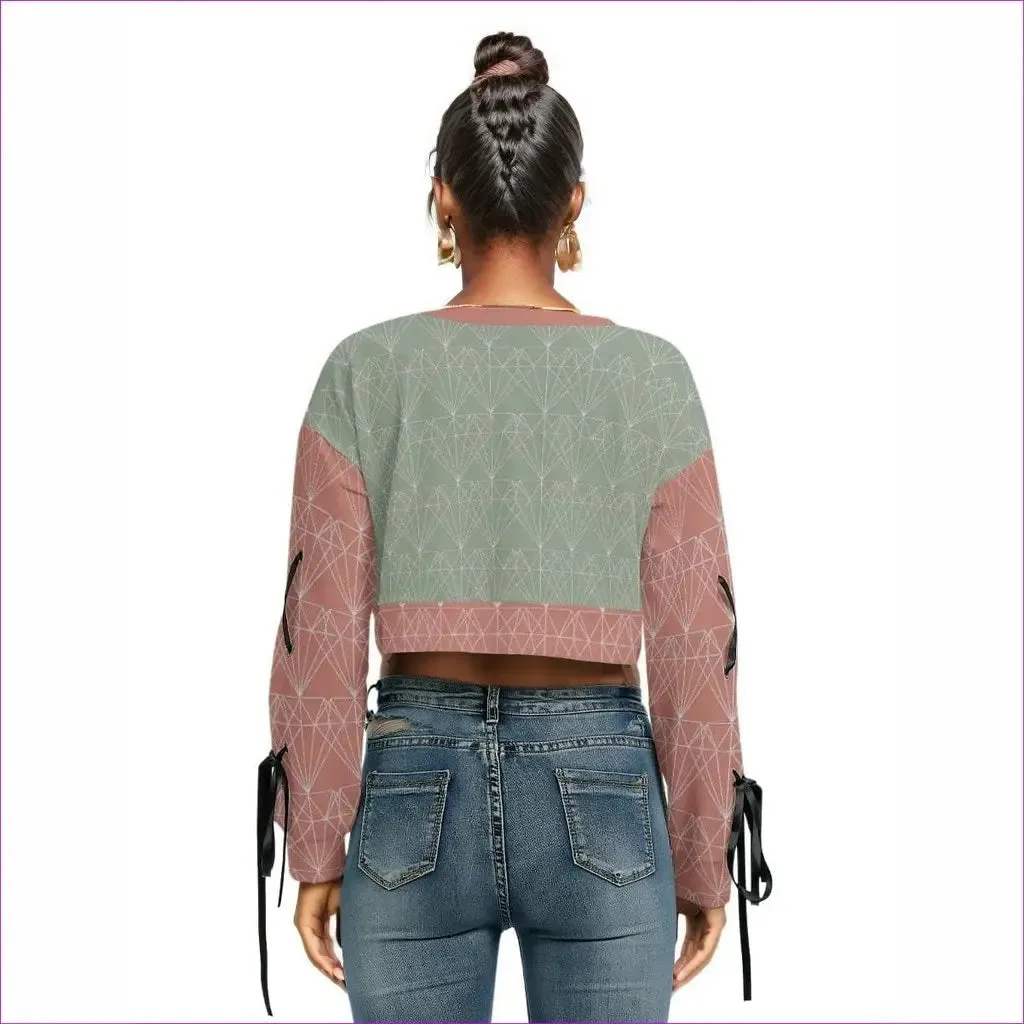 Eclectic Womens Long Sleeve Cropped Sweatshirt With Lace up