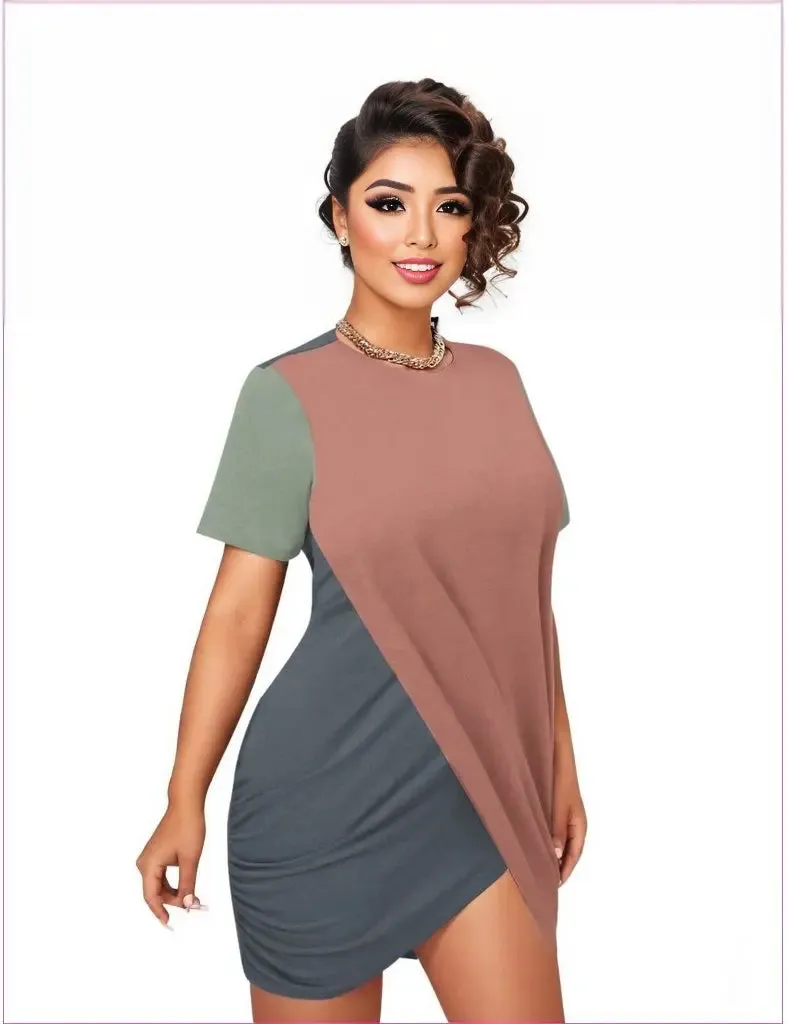 Eclectic Women’s Stacked Hem Top With Short Sleeve Voluptuous ( ) Plus Size