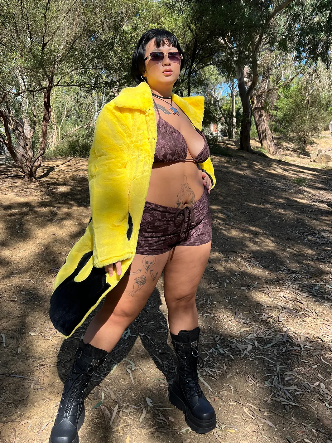 *EXCLUSIVE COLLAB* PURE FIRE FAUX FUR JACKET - YELLOW/BLACK ✰ MADE 4 U ✰