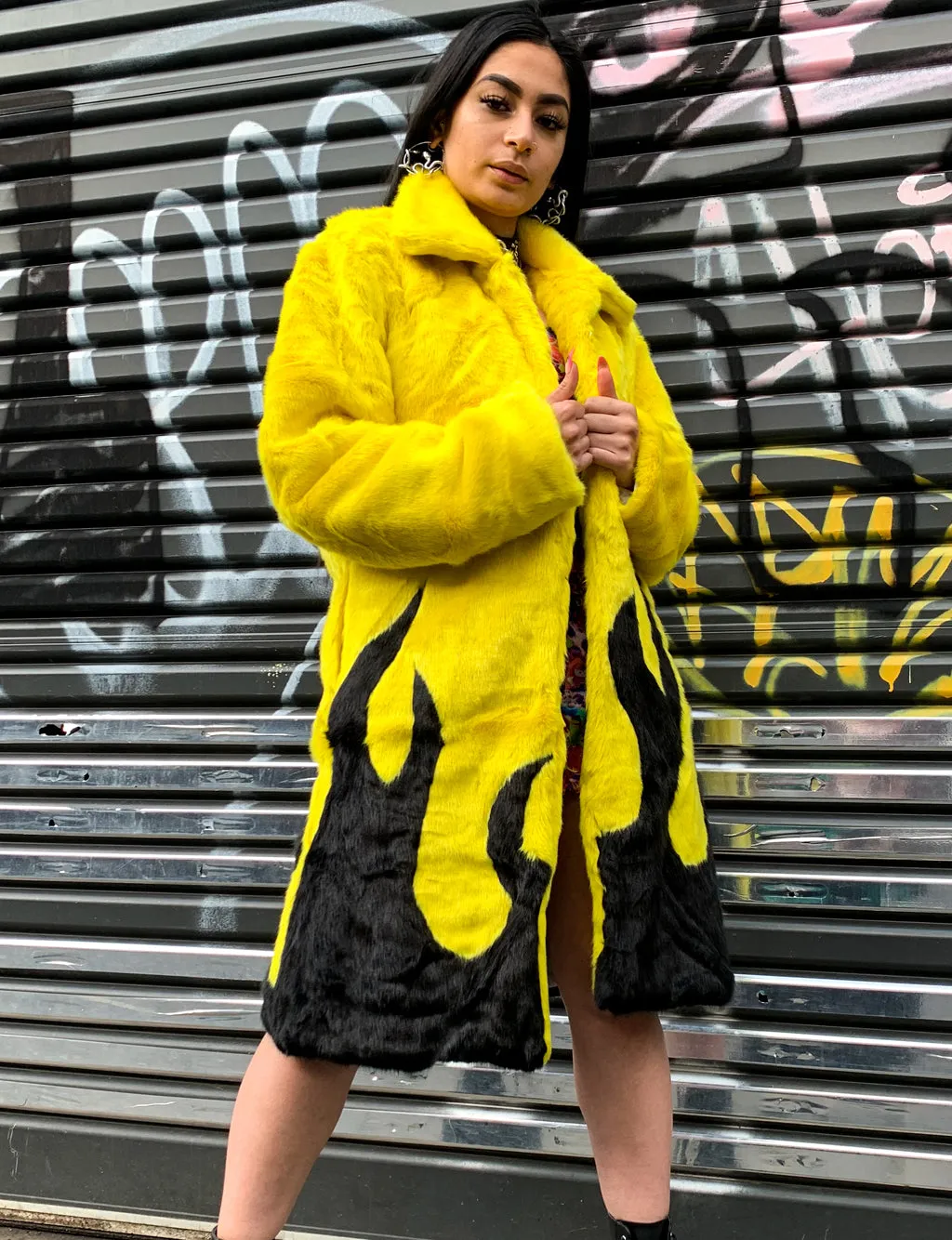 *EXCLUSIVE COLLAB* PURE FIRE FAUX FUR JACKET - YELLOW/BLACK ✰ MADE 4 U ✰