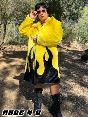 *EXCLUSIVE COLLAB* PURE FIRE FAUX FUR JACKET - YELLOW/BLACK ✰ MADE 4 U ✰