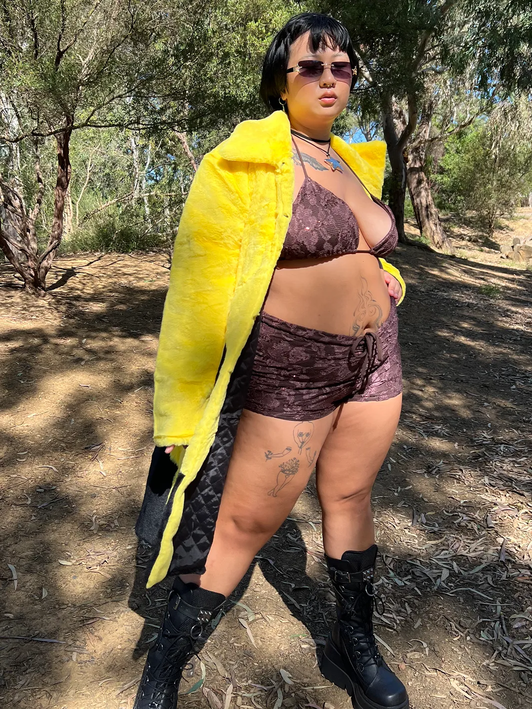 *EXCLUSIVE COLLAB* PURE FIRE FAUX FUR JACKET - YELLOW/BLACK ✰ MADE 4 U ✰