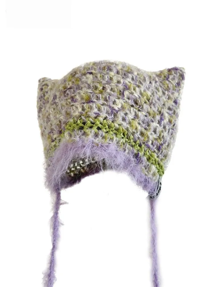 F4NFAN Purple Land Handmade Cat Ear Beanie