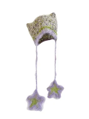 F4NFAN Purple Land Handmade Cat Ear Beanie