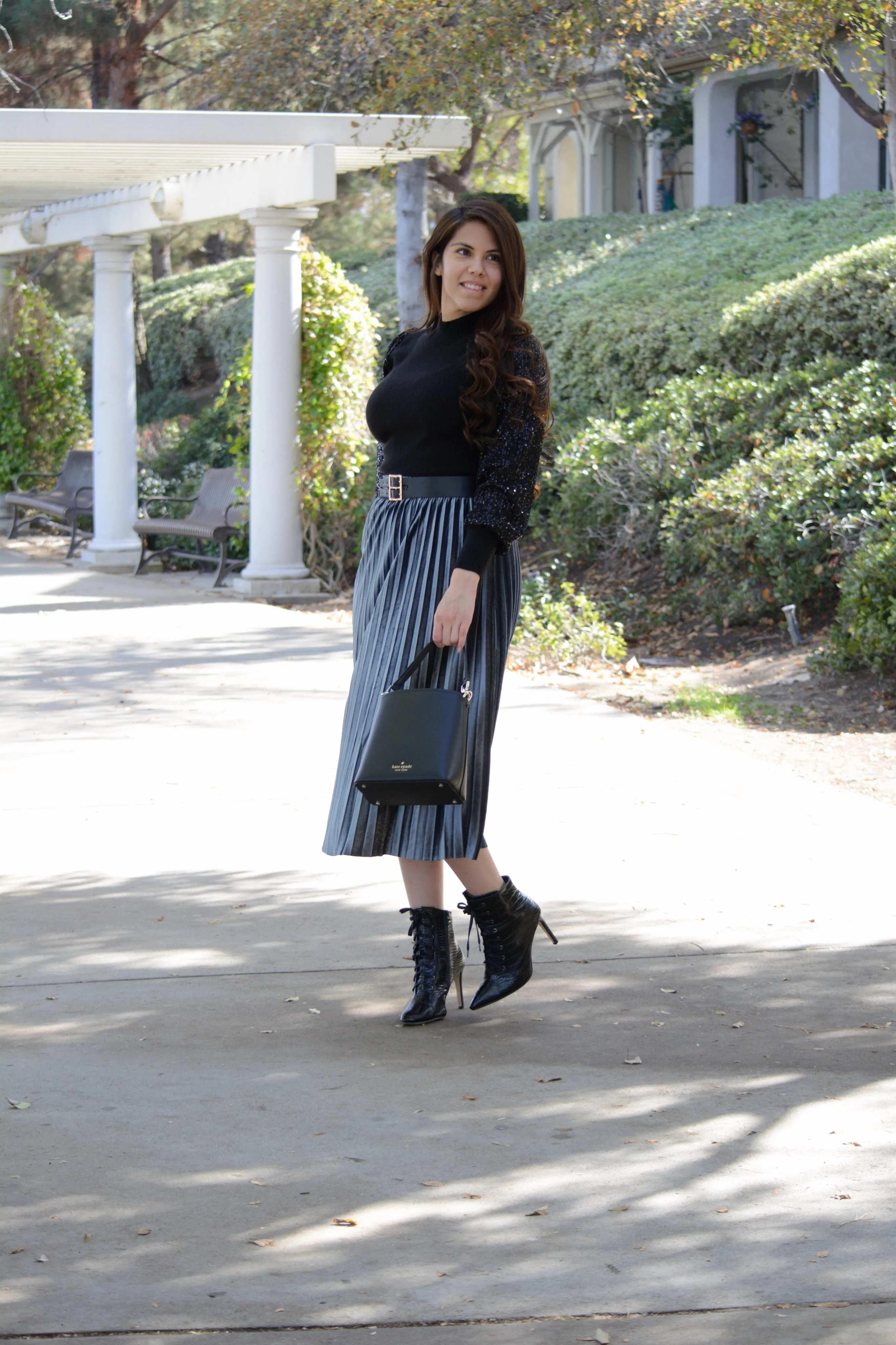 Florence Blue Velvet Skirt